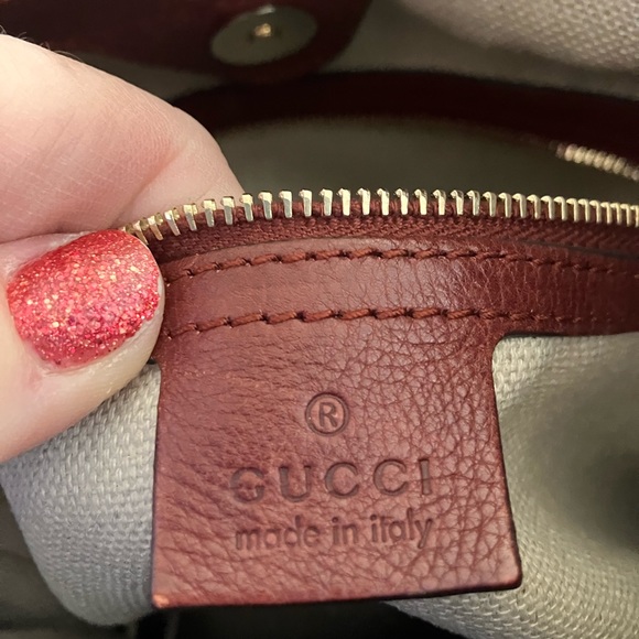 Gucci Burgundy GG Canvas Marrakech Hobo Purse - Picture 3 of 9